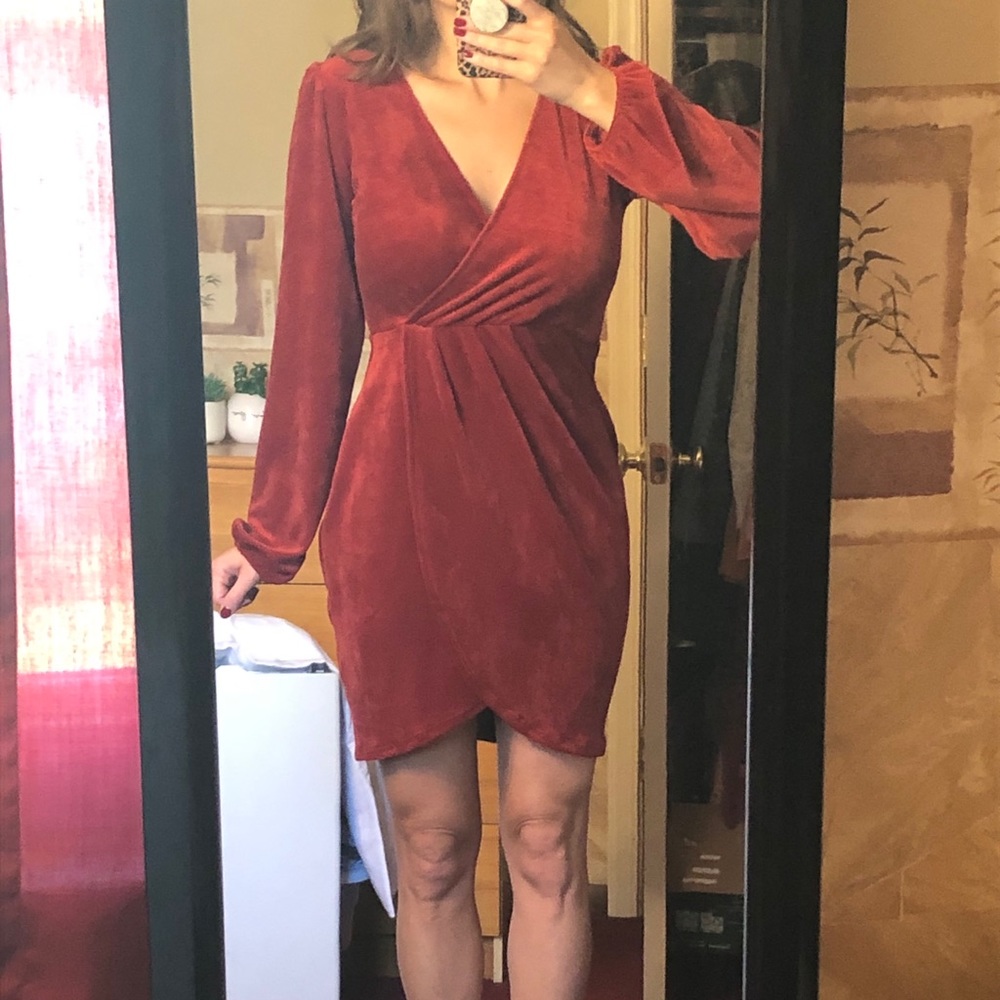Red velvet dress